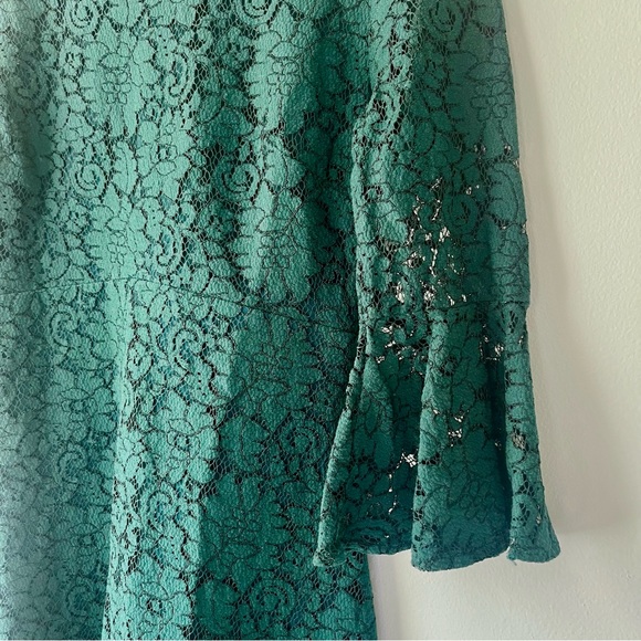 Lulus Dark Green Lace Dress Bell Sleeves - Picture 3 of 8